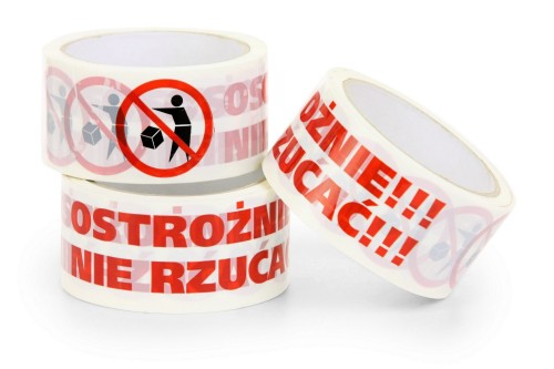Taśma pakowa z nadrukiem Ostrożnie nie rzucać