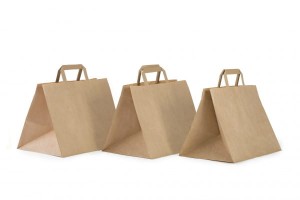 Torba brązowa 320x220x370mm uchwyt płaski - 100 szt. (N)