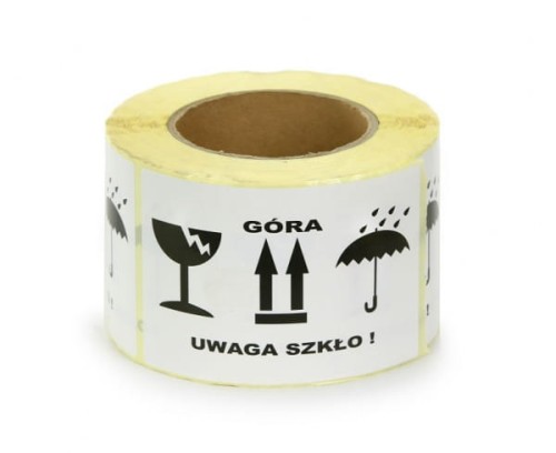 Etykieta uwaga szkło