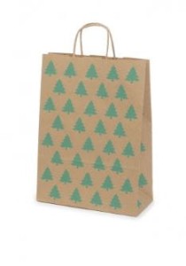 Torba świąteczna ECO 24x10x32 "Zielone Choinki" -1 szt. (N)